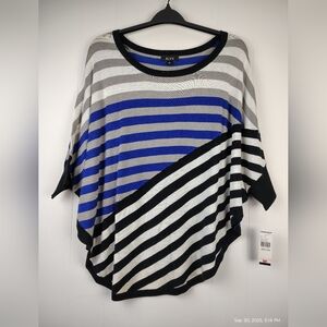ALYX Lightweight Striped Sweater Poncho Blue Black Gray White M Nwt